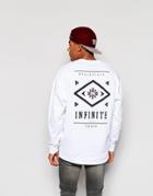Asos Longline Oversized Sweatshirt With Chest & Back Print - White