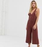 Rhythm Amalfi Linen Culotte Leg Jumpsuit In Ginger