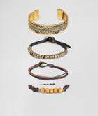 Asos Design Bracelet And Bangle Pack In Burnished Gold - Gold