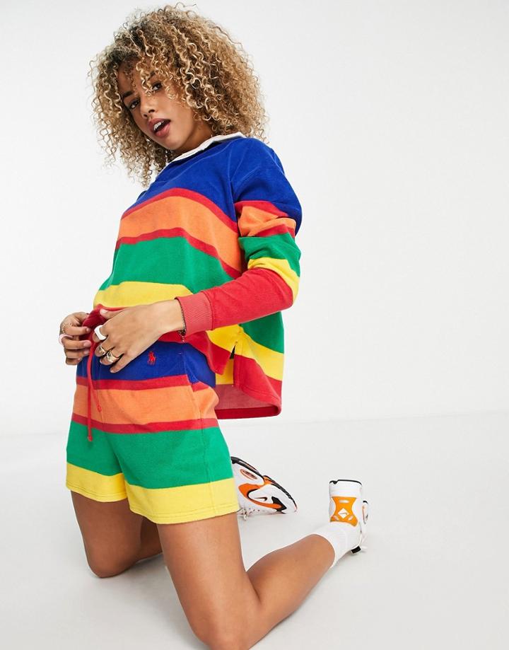 Polo Ralph Lauren Terrycloth Shorts In Multi Stripe - Part Of A Set