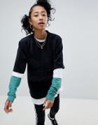 Adidas Originals Velour Oversized T-shirt In Black - Black