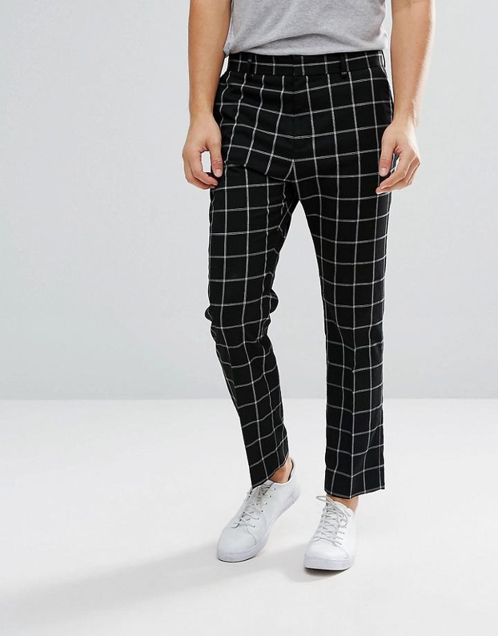 Weekday Checked Suit Pants - Black