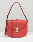 Dune Large Saddle Bag With Plaited Detail Strap - Red