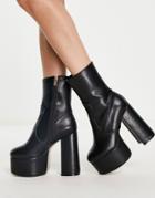 Lamoda Platform Heel Boot In Black