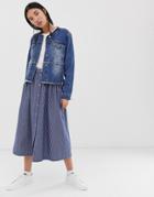 Selected Femme Stripe Midi Skirt - Multi