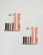 Asos Design Square Slice Resin Earrings - Multi