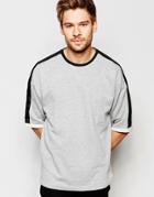 Asos Loungewear Oversized Short Sleeve Sweatshirt With Taping Detail - Gray