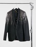 Twisted Tailor Blazer With Silver Drip In Black