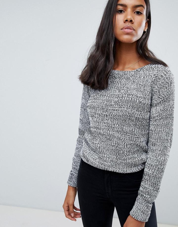 Brave Soul Milk Sweater With Turn Back Cuffs - Black