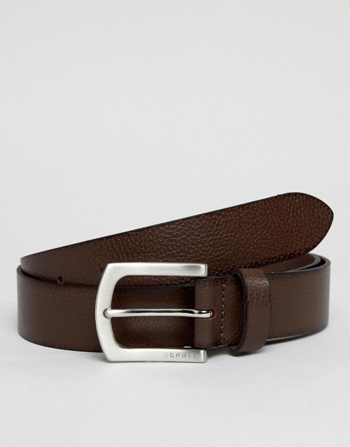 Esprit Leather Jeans Belt In Brown - Brown