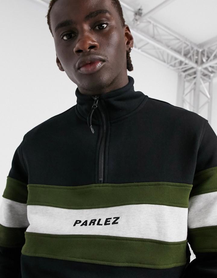 Parlez Bowline Half-zip Embroidered Sweat In Black