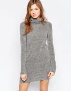 B.young High Neck Sweater Dress - Gray