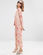 Asos Satin Floral Pyjama Trousers Co-ord - Dusky Pink Floral