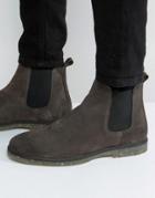 Asos Chelsea Boots In Gray Suede With Speckle Sole - Gray
