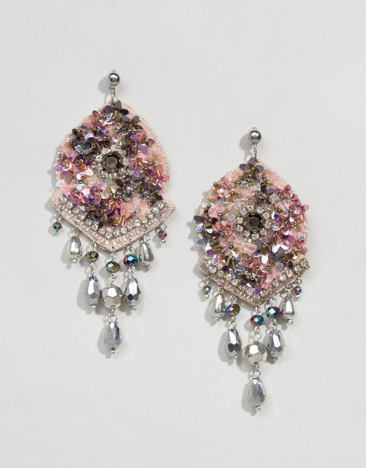 Asos Statement Mermaid Crystal Encrusted Earrings - Multi