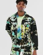 Jaded London Two-piece Denim Jacket In Tie Dye - Black