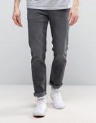 Asos Stretch Slim Jeans In Dark Gray - Gray
