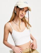 Asos Design Crop Ribbed Cami In White