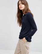 Asos Sweater With Crew Neck In Soft Yarn - Navy