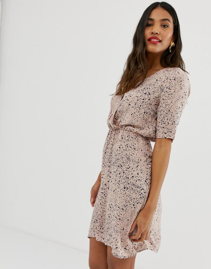 Vila Wrap Over Speckled Dress - Pink