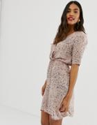 Vila Wrap Over Speckled Dress - Pink