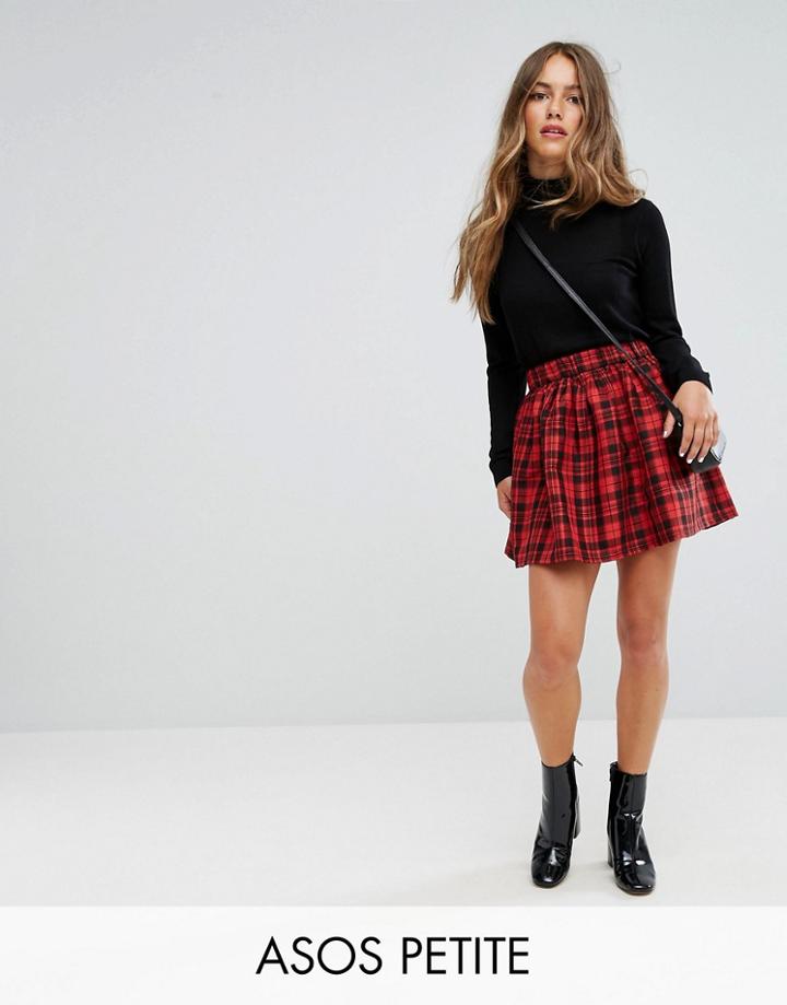 Asos Petite Mini Skater Skirt In Check - Multi