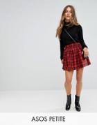 Asos Petite Mini Skater Skirt In Check - Multi