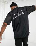 The Couture Club Oversized Mesh T-shirt With Back Logo In Black