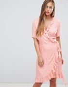 Jdy Felicia Polka Dot Wrap Dress - Pink