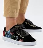 Puma Basket Heart Sneakers With Embrodiery - Black