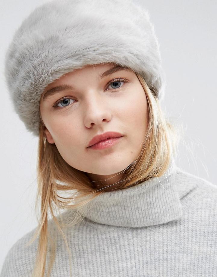 Pieces Faux Fur Headband - Gray