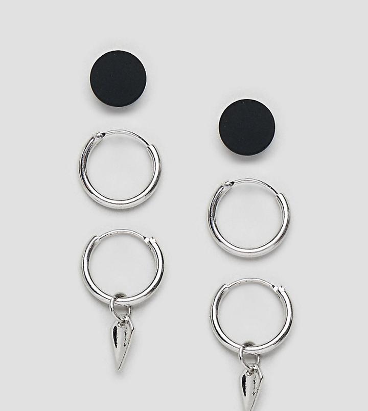Bershka Earring 3-pack In Silver - Silver