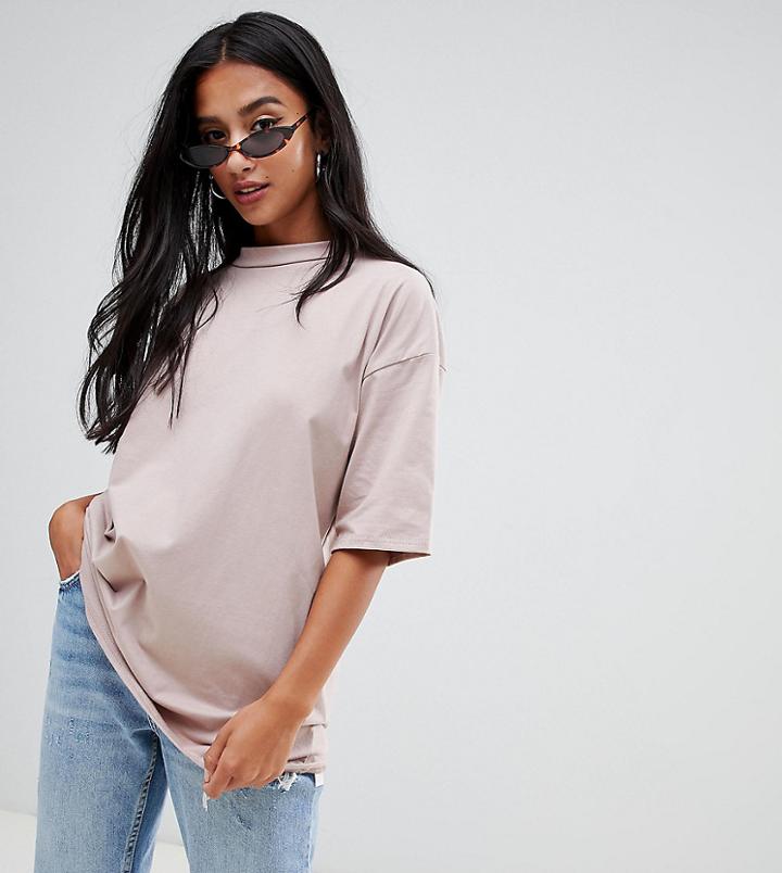 Boohoo Petite Oversized Boyfriend T-shirt - Beige