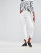 Asos Florence Authentic Straight Leg Jeans In Off White With Extreme Dishevelled Hems - White