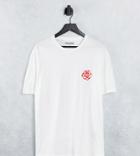 Selected Homme Organic Cotton Blend Oversized T-shirt With Rose Embroidery In White Exclusive At Asos