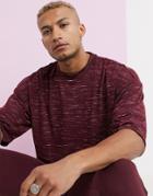 Asos Design Oversized T-shirt With Half Sleeve In Inject Jersey In Burgundy-red