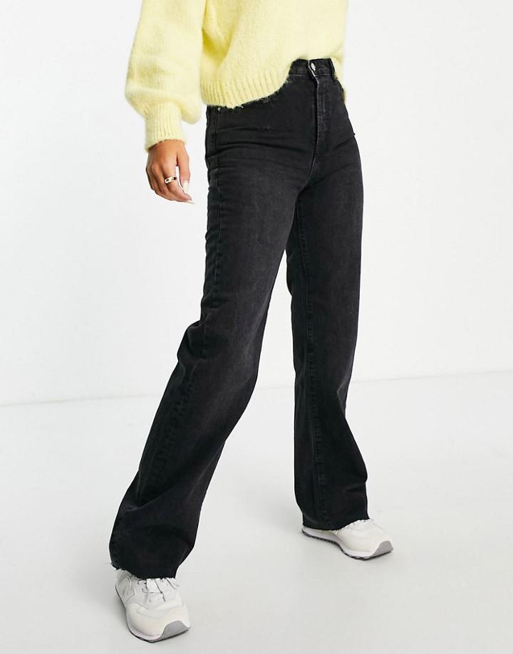 Mango Dad Straight Leg Jeans In Black