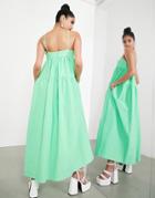 Asos Edition Trapeze Empire Cami Midi Sundress In Bright Green