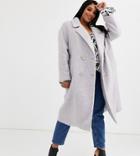 Asos Design Curve Statement Coat With Hero Buttons In Lilac-purple