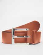 Asos Smart Leather Belt In Tan - Tan