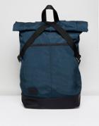Asos Rolltop Backpack In Blue With Faux Leather Base - Blue