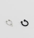 Asos Faux Septum Ring 2 Pack In Silver And Black - Multi