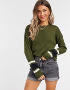 Brave Soul Seattle Sleeve Stripe Jumper-green