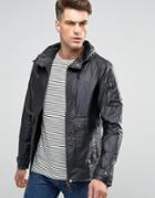 Pretty Green Jacket With Hood Showerproof In Slim Fit Black - Black