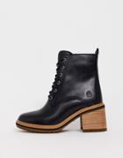 Timberland Sienna Leather Mid Heeled Ankle Boots In Black