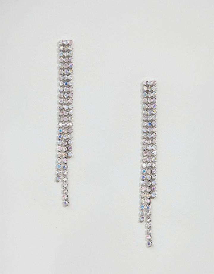 Designb Crystal Strand Earrings - Silver