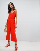 Vila Cami Tie Waist Jumpsuit - Red