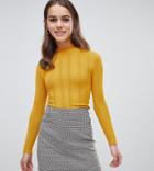 Miss Selfridge Petite Fine Gauge Funnel Neck Sweater - Yellow