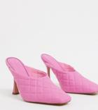 Asos Design Wide Fit Popeye Quilted High Heeled Mules In Pink