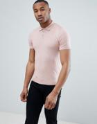 Asos Design Knitted Polo T-shirt In Dusty Pink - Blue